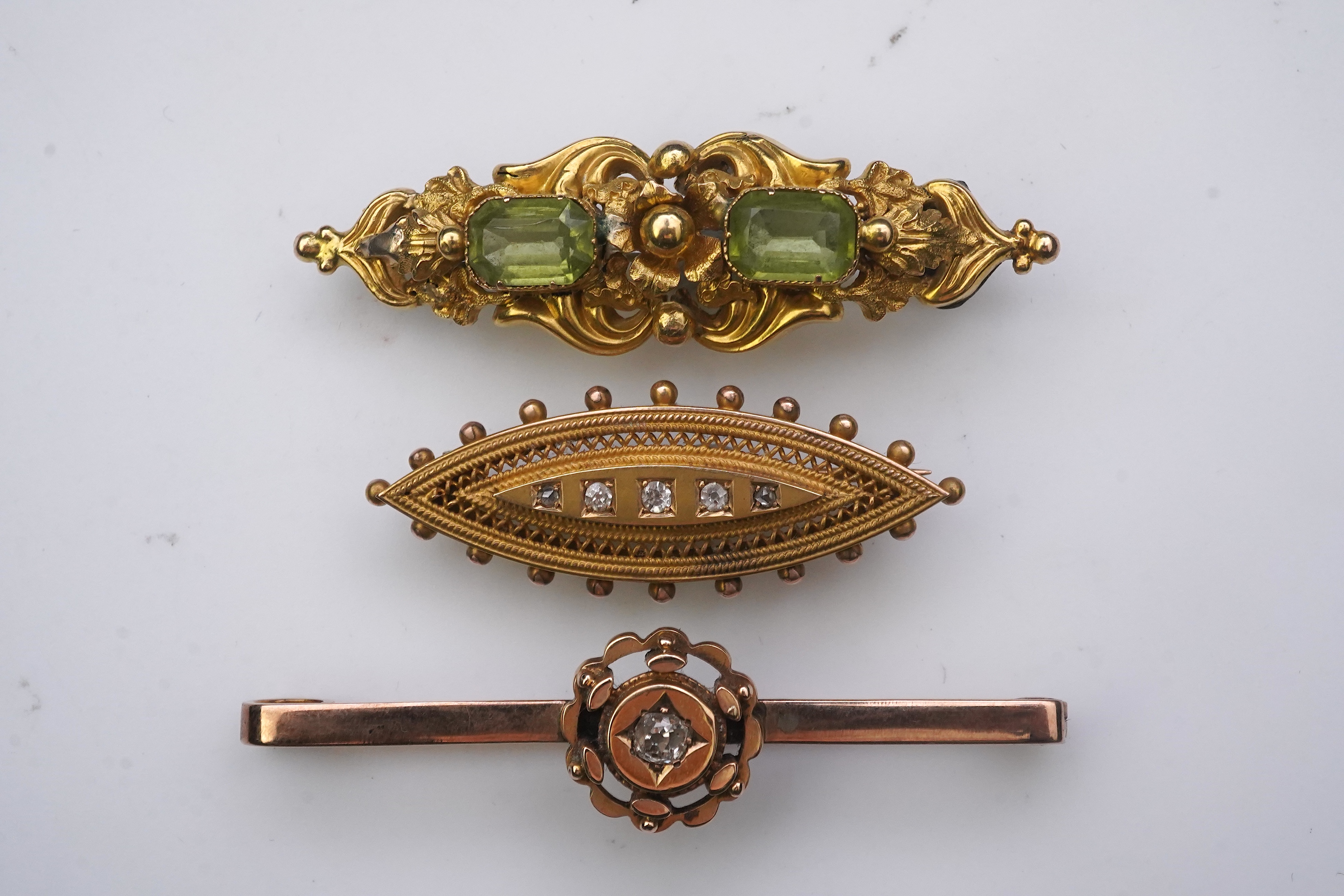 A group of three gem-set brooches, 19th/early 20th century